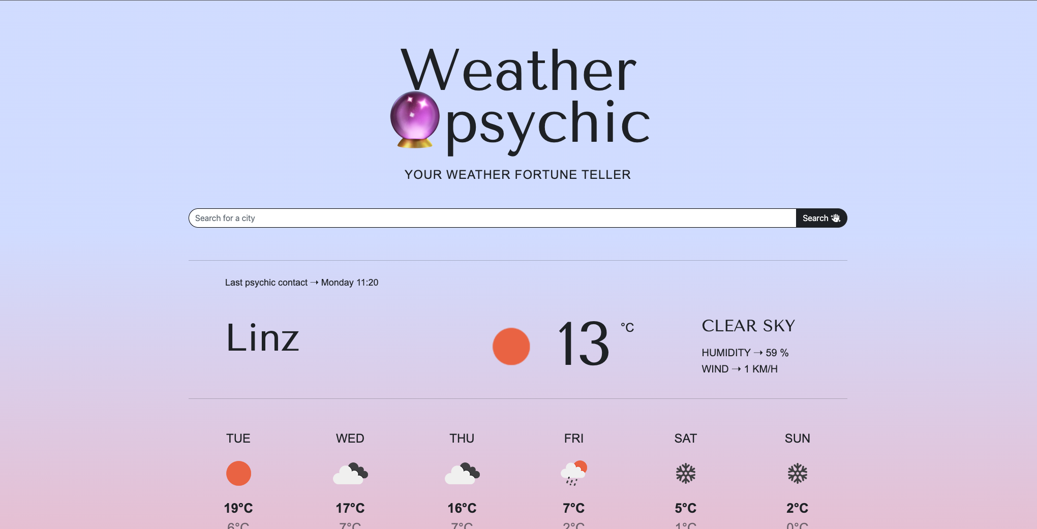 picture showing a preview of the weather homepage